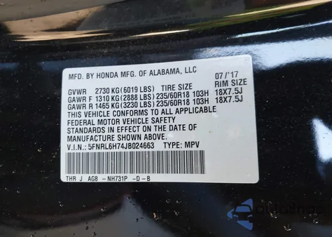 2018 Honda Odyssey Ex-L z USA, uszkodzony, nr VIN 5FNRL6H74JB024663